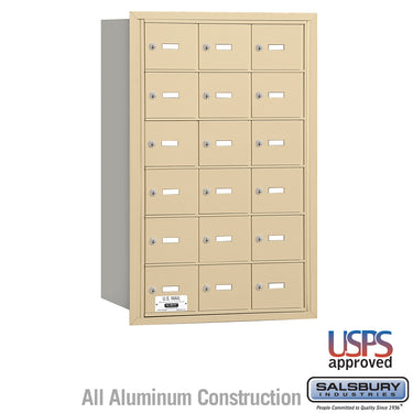 4B+ Horizontal Mailbox - 18 A Doors - Sandstone - Rear Loading - USPS Access